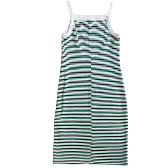 Forever 21 Midi Green Stripe Bodycon Dress Size Small - Picture 2 of 6